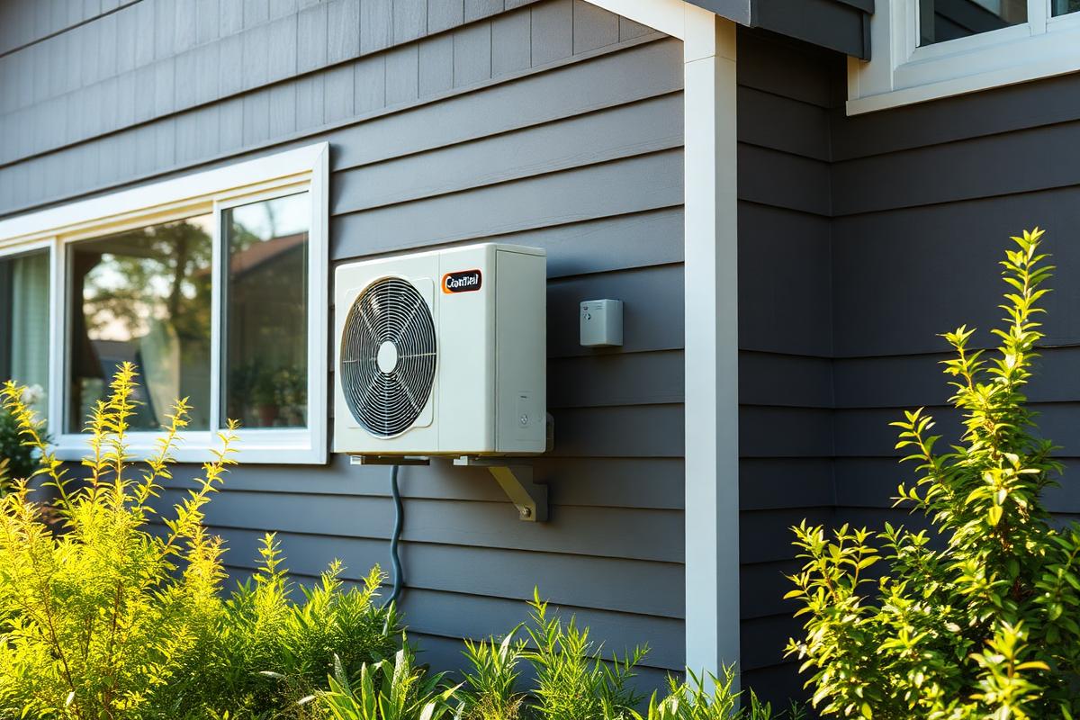 Ductless mini-split heat pump on the exterior of a Portland home